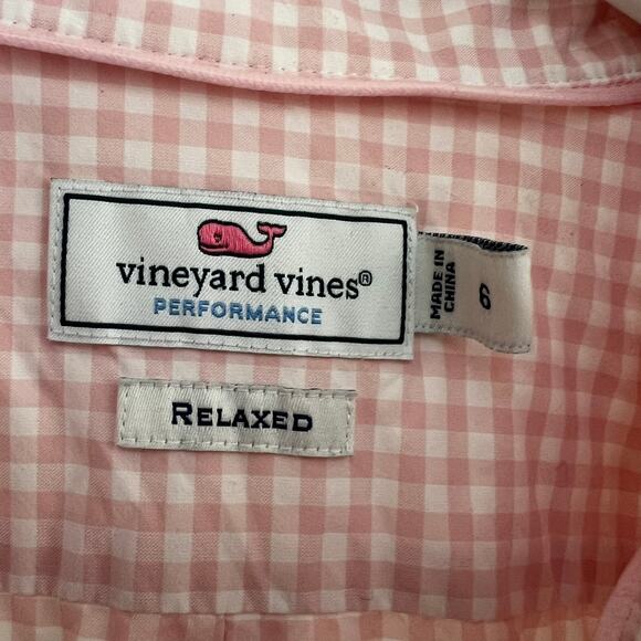 Vineyard Vines Women's Pink & White Plaid Button Up Long Sleeve Shirt Size 6 - Picture 4 of 7